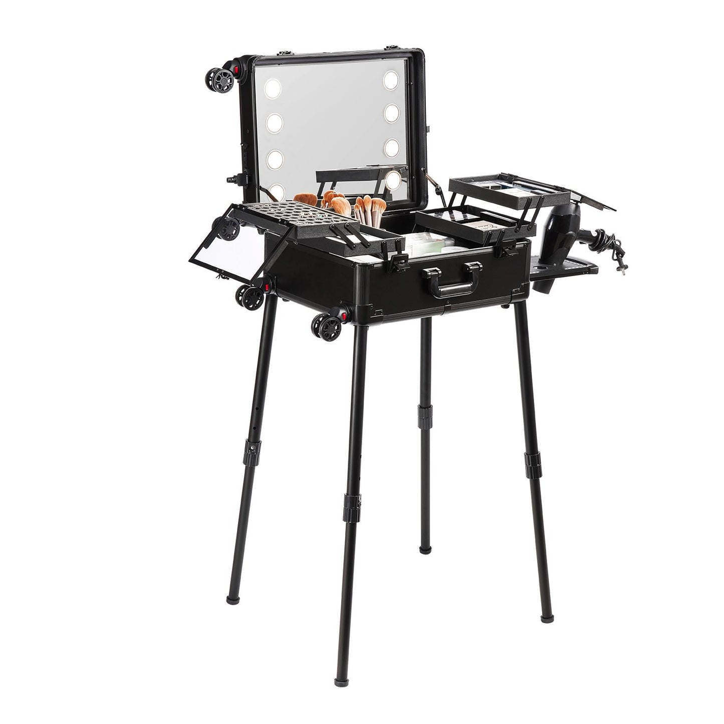 Kosmetikkoffer 1030 X 510 X 1360 Mm Schminktasche ABS + MDF-Platte + Aluminiumrahmen Schminkkoffer Make-Up Koffer Ideal Für Friseur-, Make-up-Studios, Hochzeits- Oder Event-Make-up - Zalixer