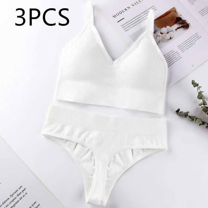 Women's Thin French Style No Steel Ring Panties And Bra Set - Zalixer