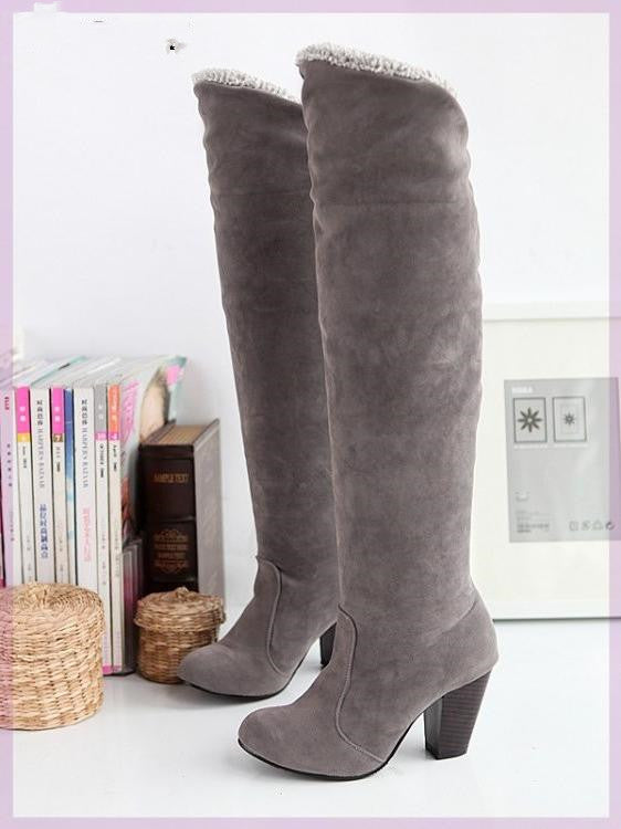 Womens Boots Shoes High Heeled Knee High Boots - Zalixer