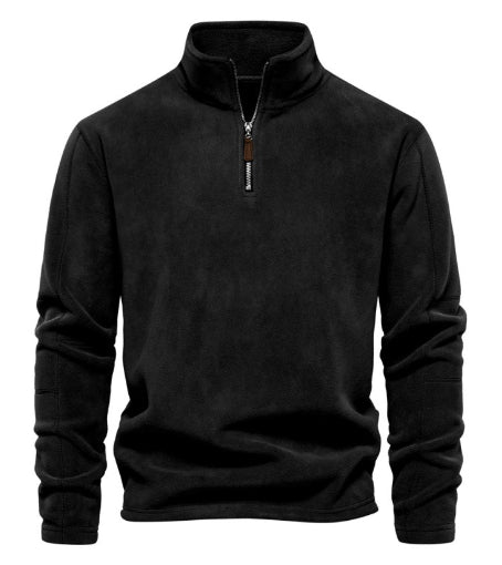 Fashion Personality Stand-collar Zippered Sweatshirt With Fleece Winter Casual Pullover Top Men's Clothing - Zalixer