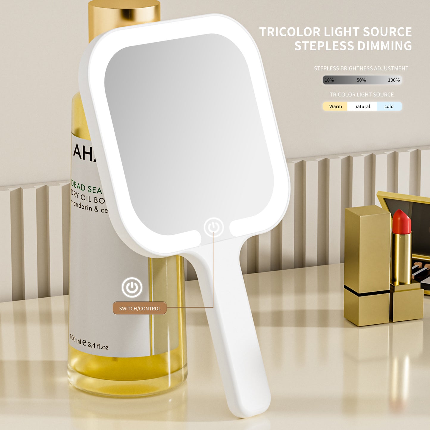 Led Make-up Mirror Handheld Mirror Portable With Light - Zalixer