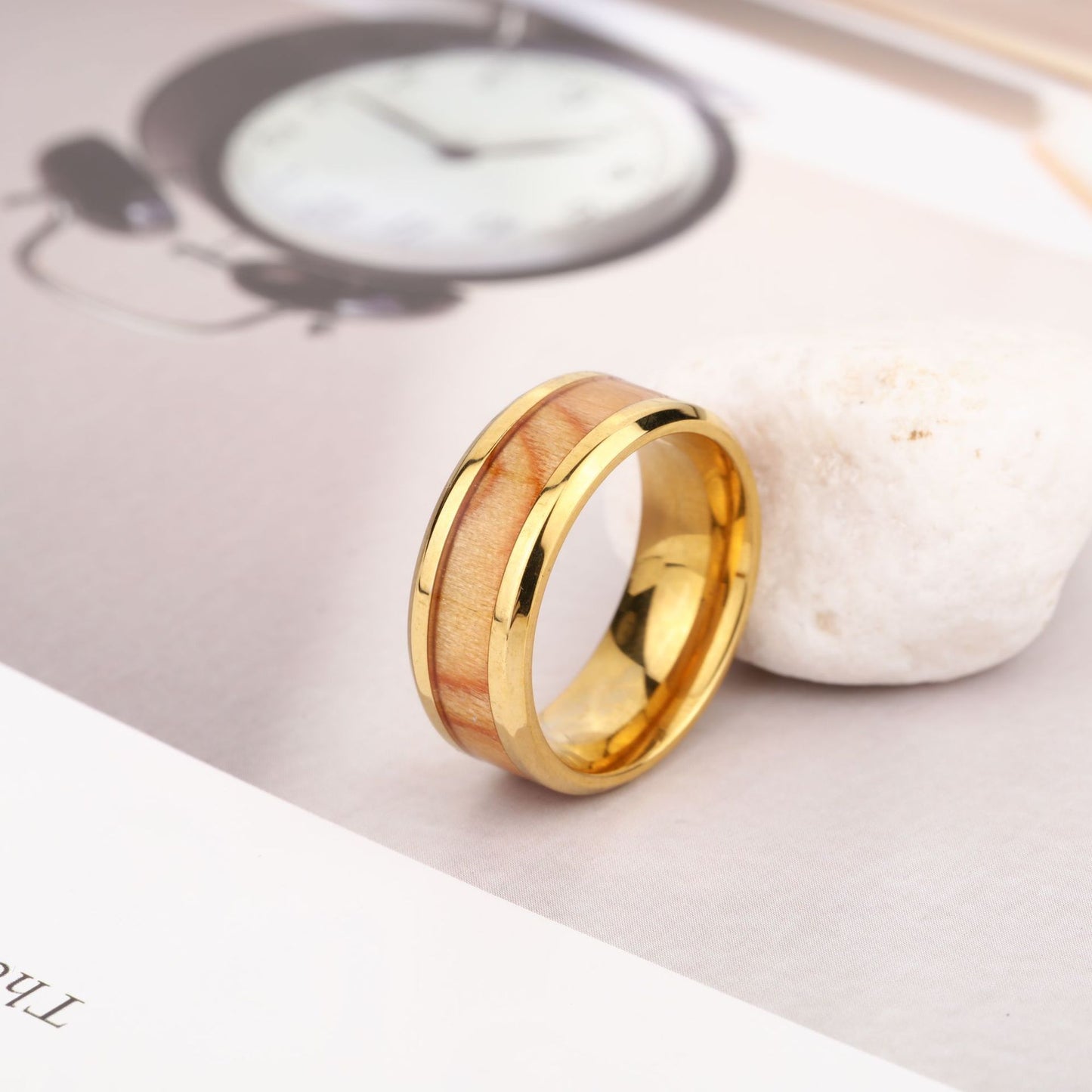 New Fashion Simple European And American Wood Leather Ring