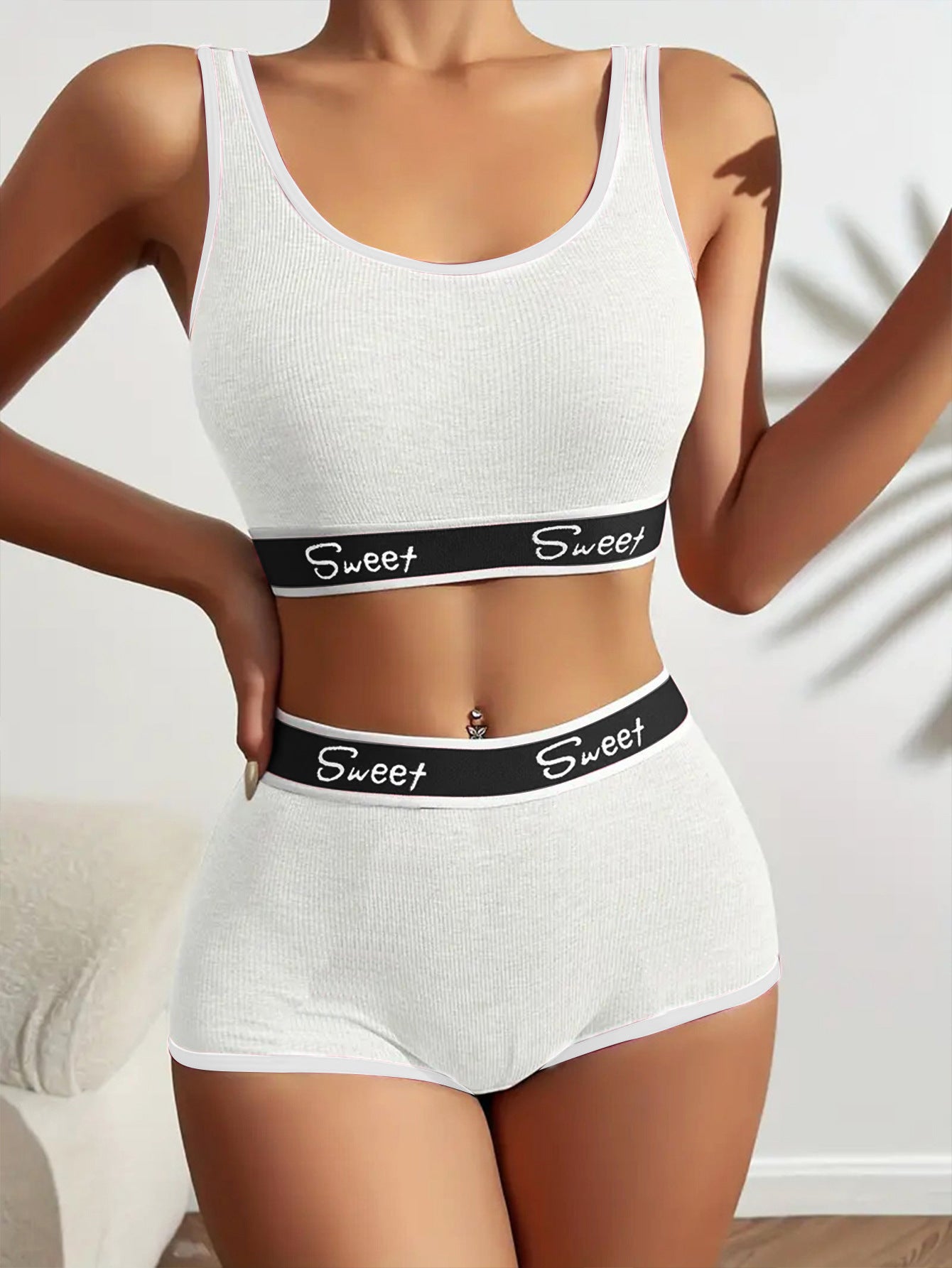 Workout Underwear Cotton Wide-brimmed Letters Sports Underwear Suit - Zalixer