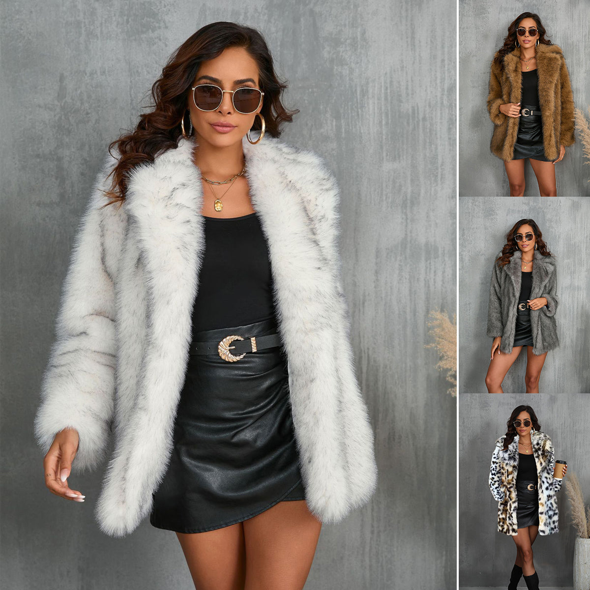 Winter Coat Warm Lapel Long Fluffy Faux Fur Coat Women Loose Long Sleeve Jacket Outerwear Clothing - Zalixer