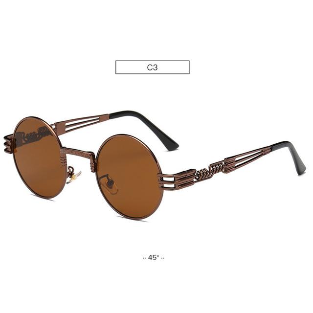 Gold Metal Fashion John Lennon Round Sunglasses Steampunk Sunglasses Mens Womens Retro Vintage Coating Mirrored Eyewear Shades - Zalixer