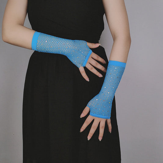 Fishing Net Hot Drill Finger Lace Gloves Clothing Accessories - Zalixer