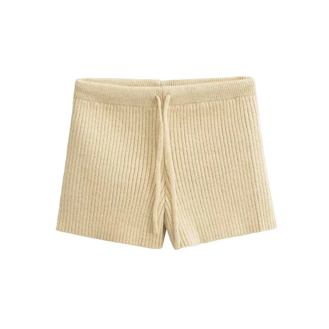 Elastic Elastic Hip Knitted Shorts Women's Knitted Shorts - Zalixer