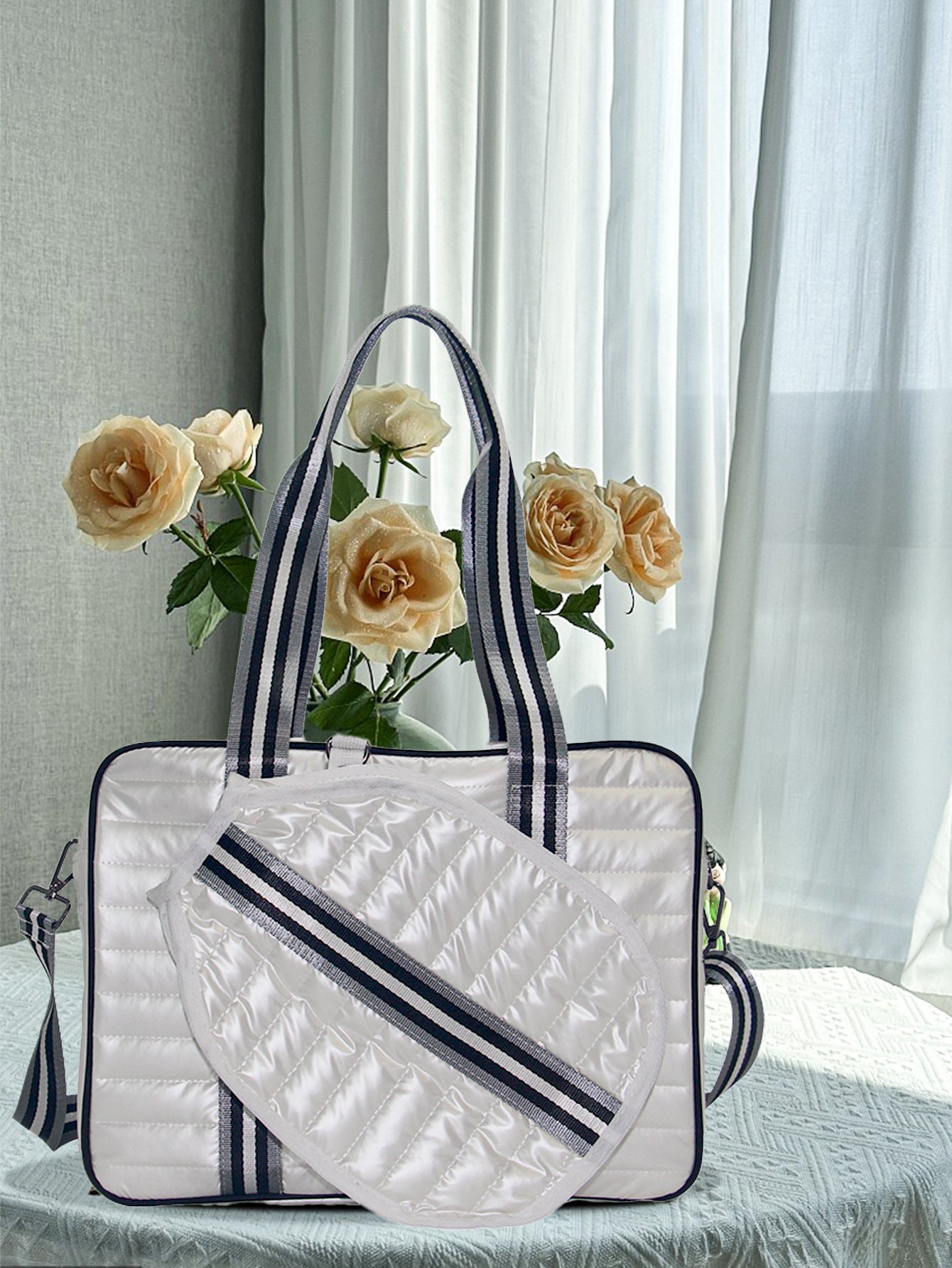 Fashion Striped Hand-carrying Crossbody Shoulder Tennis Pack