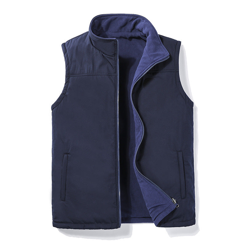 Polar Fleece Double-sided Vest Men's Autumn And Winter Outdoor Leisure Sports Sleeveless Waistcoat Vest Vest Middle-aged And Elderly Jacket