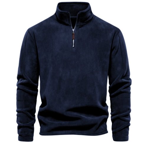 Fashion Personality Stand-collar Zippered Sweatshirt With Fleece Winter Casual Pullover Top Men's Clothing - Zalixer