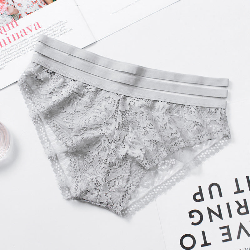 Lace panties hollow transparent mesh cotton - Zalixer
