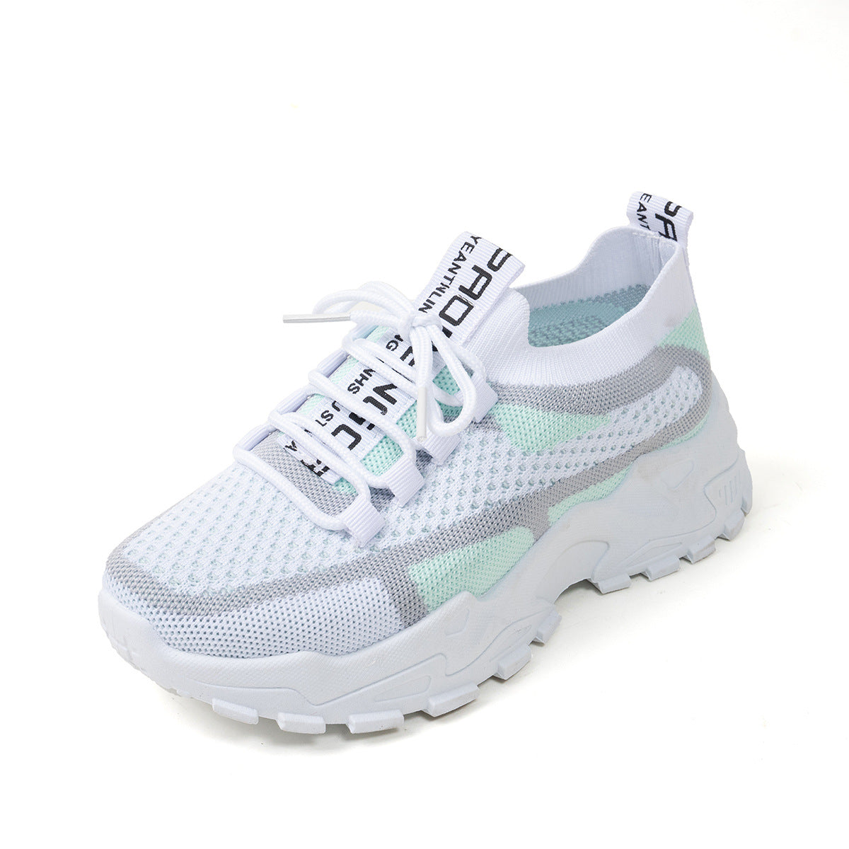 Flyknit Mesh Shoes Women's Breathable Lace-up Sneakers Walking Running Casual Shoes - Zalixer