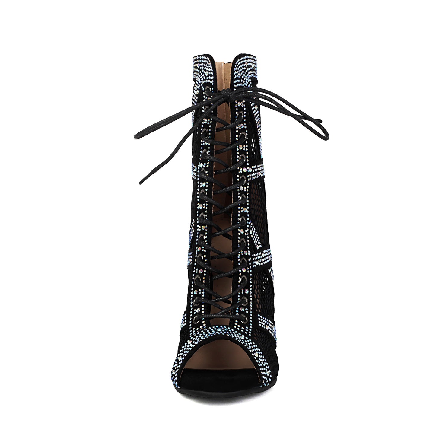 Womens Sparkling Rhinestone Heat-Transfer Mesh High Heels - Zalixer