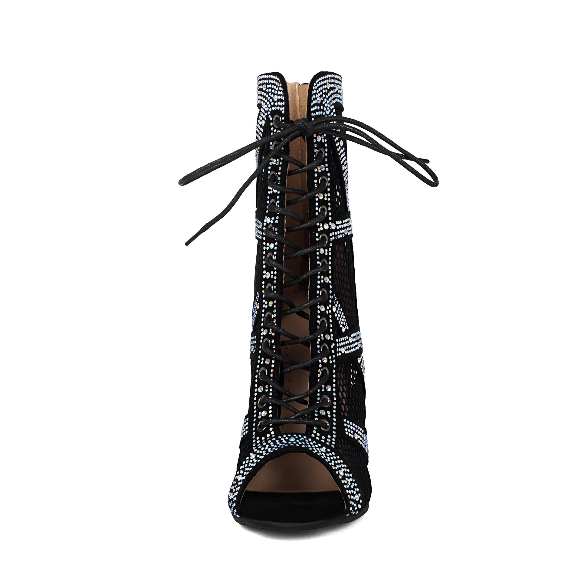 Womens Sparkling Rhinestone Heat-Transfer Mesh High Heels - Zalixer