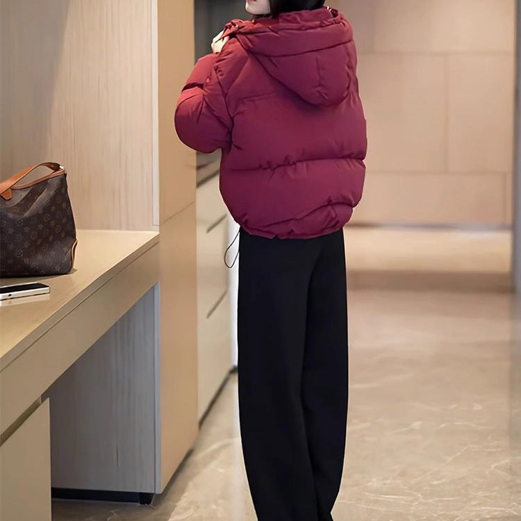 Winter Korean-style Cropped Hooded Cotton Jacket - Zalixer