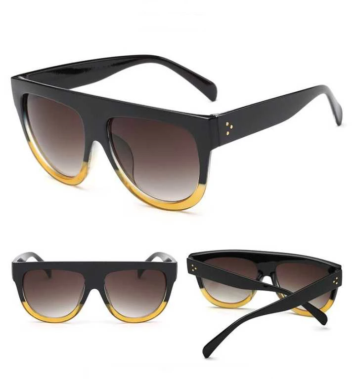 Oversized Black Leopard Womens Ladies Sunglasses Flat Top Shield Luxury Shadow - Zalixer