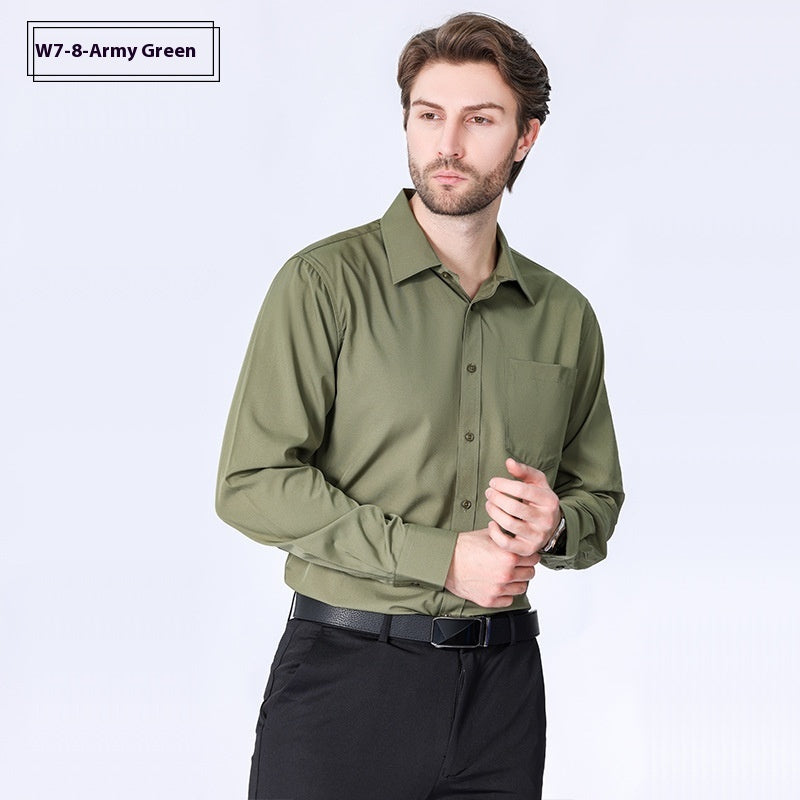 Commute Minimalist Business Professional Non-ironing Stretch Shirt Long Sleeve Men's High Sense