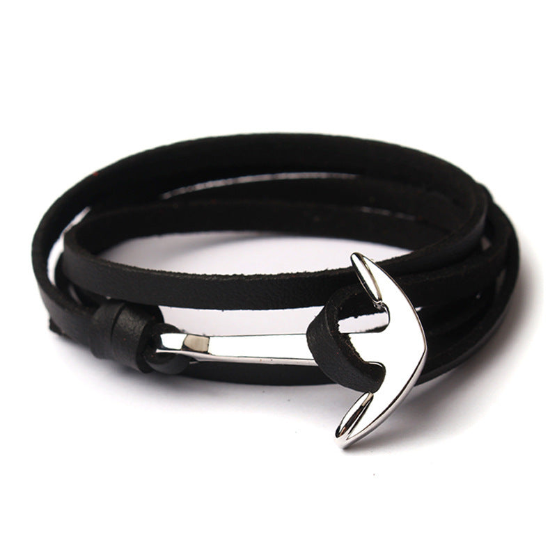 Imitation leather anchor bracelet