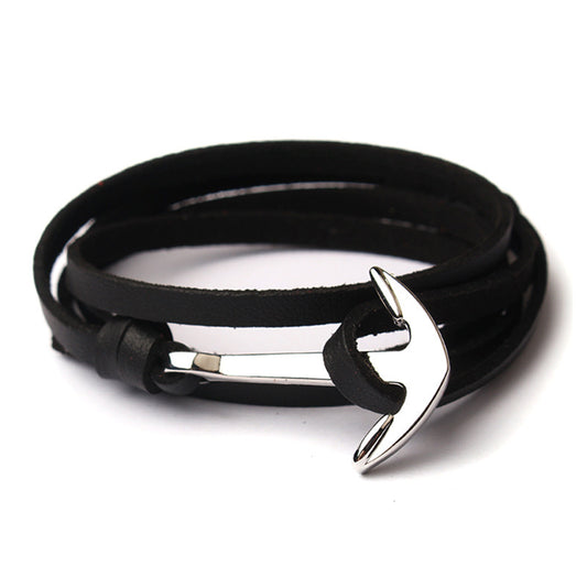 Imitation leather anchor bracelet