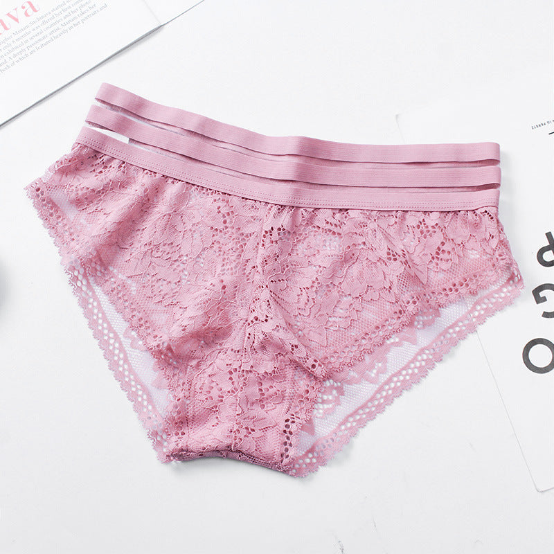 Lace panties hollow transparent mesh cotton - Zalixer