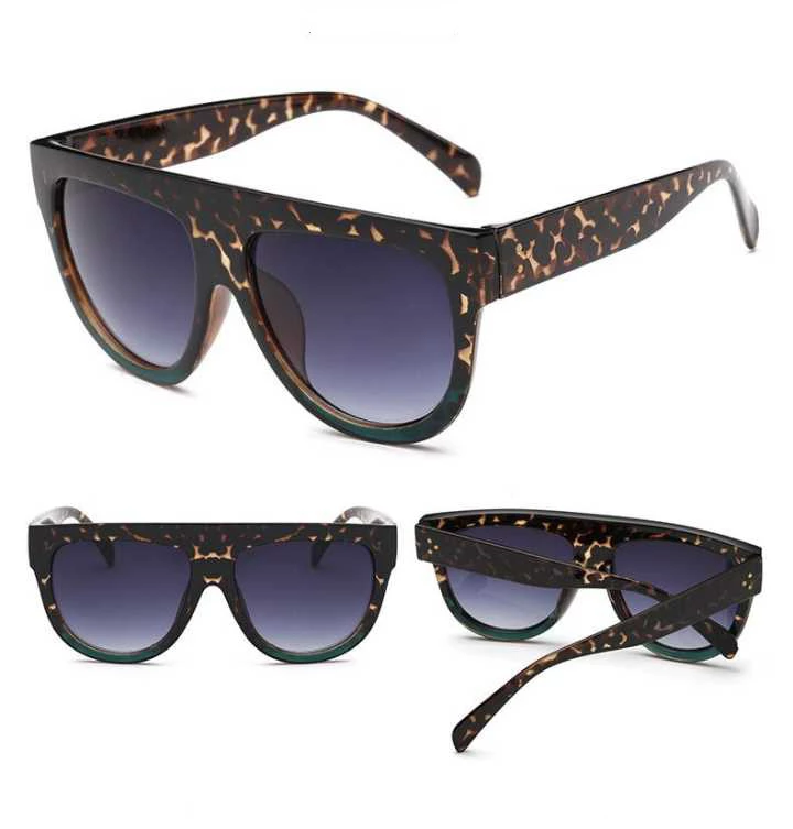 Oversized Black Leopard Womens Ladies Sunglasses Flat Top Shield Luxury Shadow - Zalixer
