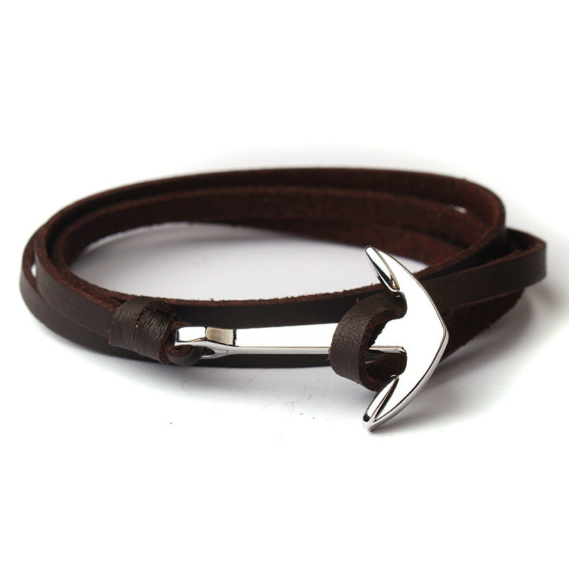 Imitation leather anchor bracelet