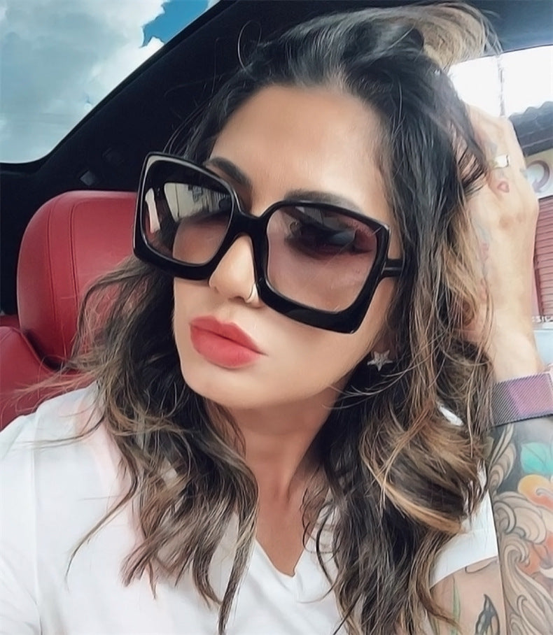 Leopard color large frame sunglasses - Zalixer