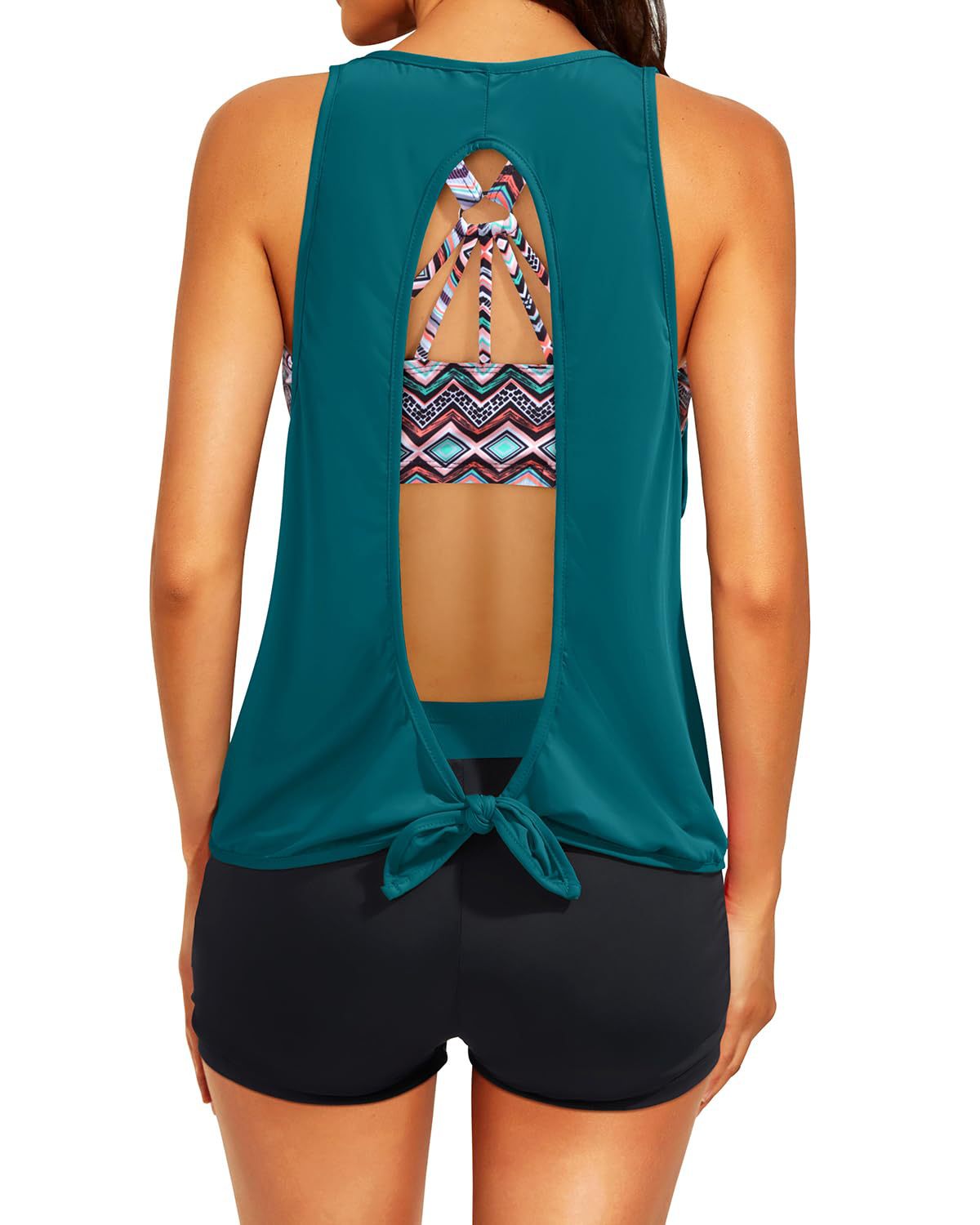 Women's Printed Swimsuit Hollow Backless Covered Belly Swimsuit Suit