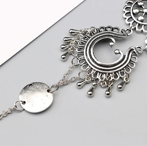 Bohemian Jewelry Antique Silver Color Hollow Flower Chain Anklets Beach Barefoot Sandals Foot Jewelry - Zalixer