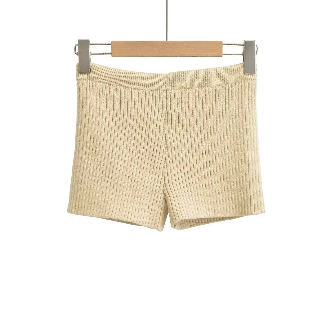 Elastic Elastic Hip Knitted Shorts Women's Knitted Shorts - Zalixer