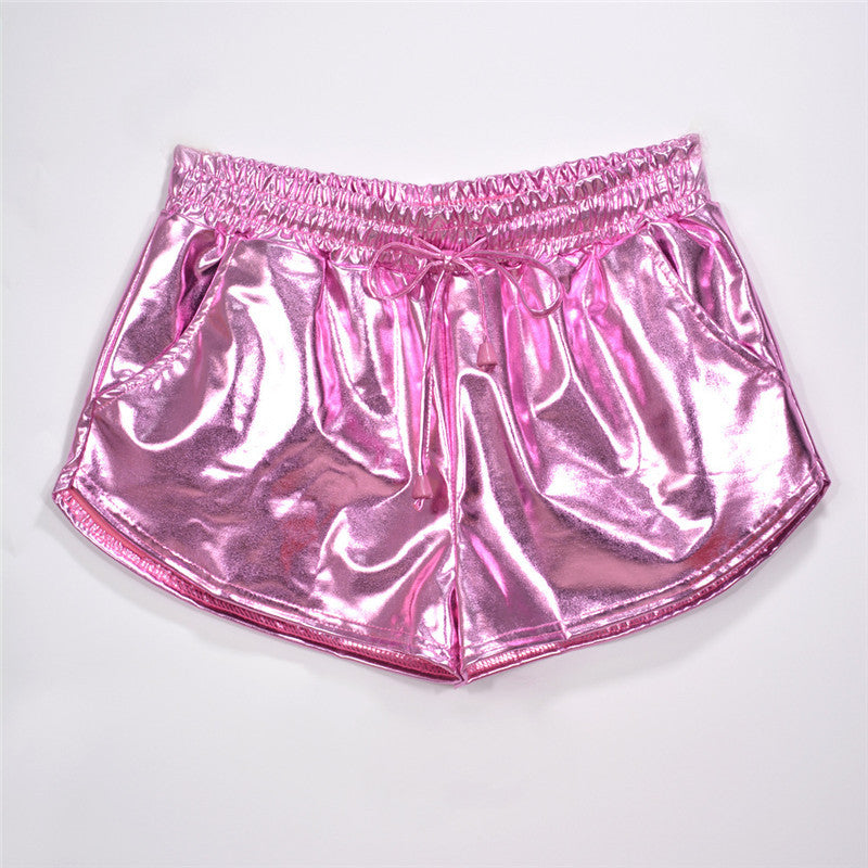 Shiny metallic casual booties shorts - Zalixer