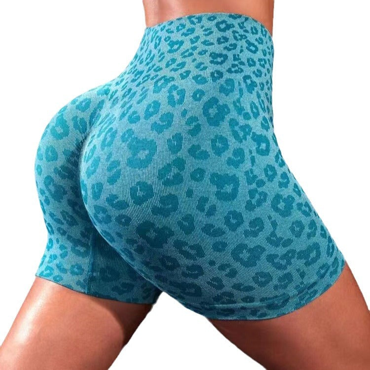 High Waist Leopard-print Shorts Fitness Yoga Shorts - Zalixer