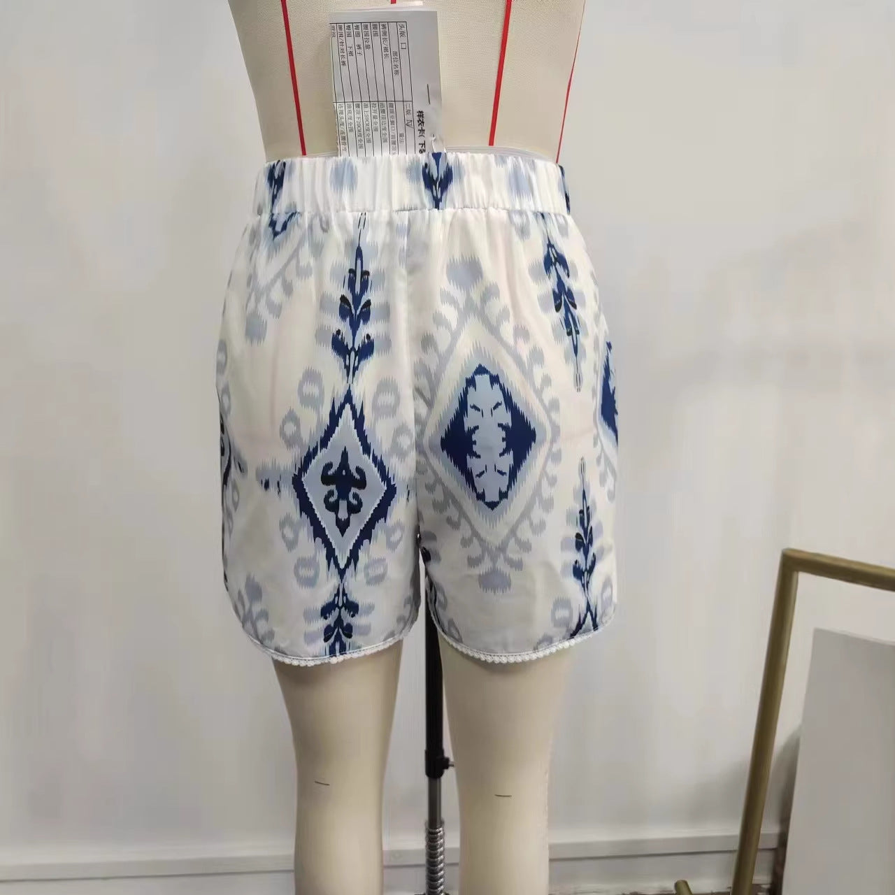 Lace Trimmed Shorts With A Hawaiian Digital Print Womens Athletic Beach Pants For Summer - Zalixer