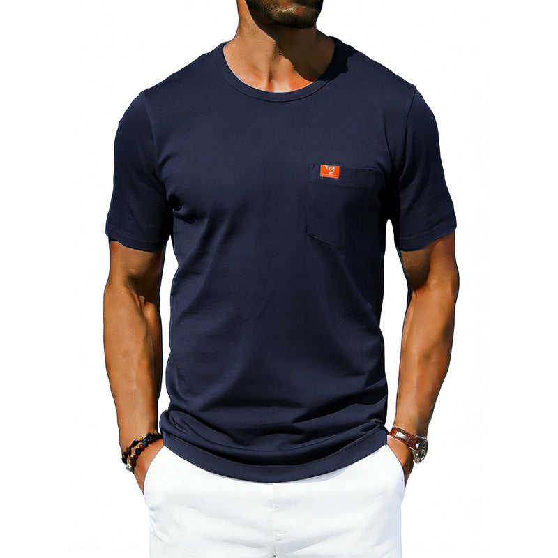 Men's Loose-fit Retro Simple Casual Crew-neck Short-sleeve T-shirt - Zalixer