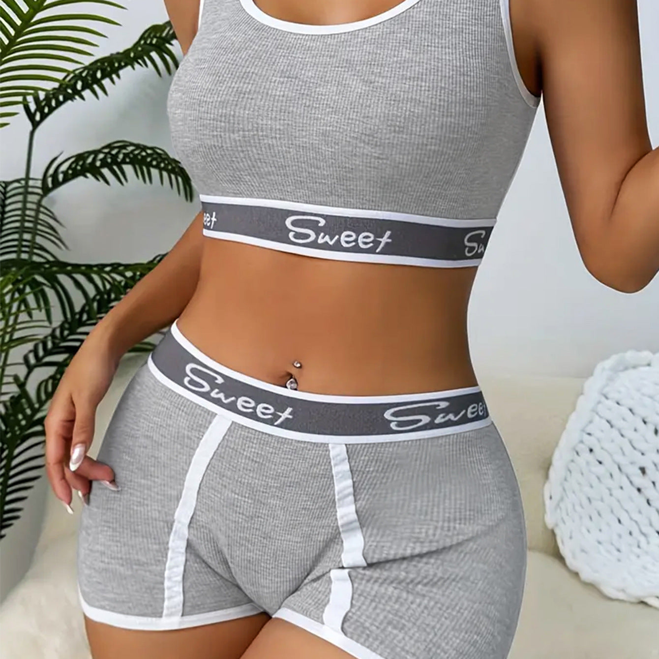 Workout Underwear Cotton Wide-brimmed Letters Sports Underwear Suit - Zalixer