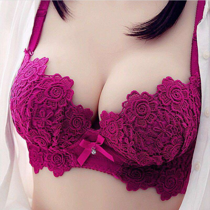 Lace Sexy Deep V Gather Underwear Without Steel Ring - Zalixer