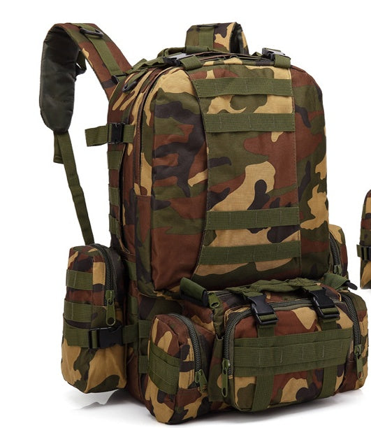 Men's Travel Oxford Cloth Outdoors Army Camouflage Tactics Double Shoulder Mountaineering Large Combination Backpack