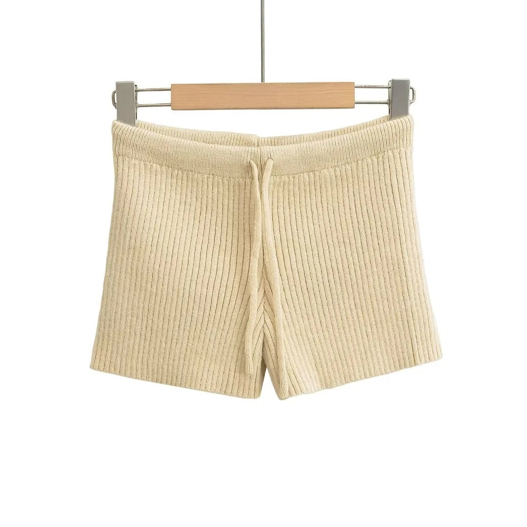 Elastic Elastic Hip Knitted Shorts Women's Knitted Shorts - Zalixer