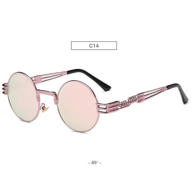 Gold Metal Fashion John Lennon Round Sunglasses Steampunk Sunglasses Mens Womens Retro Vintage Coating Mirrored Eyewear Shades - Zalixer