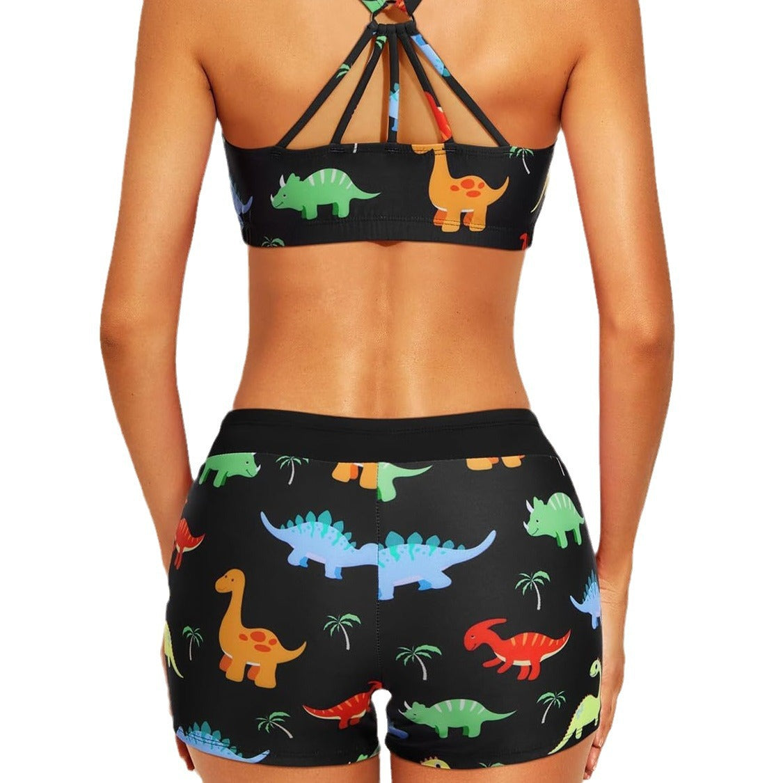 Women's Printed Swimsuit Hollow Backless Covered Belly Swimsuit Suit