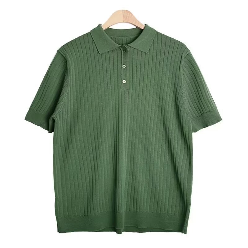 Polo Collar Polo Shirt Knitted Short Sleeve - Zalixer