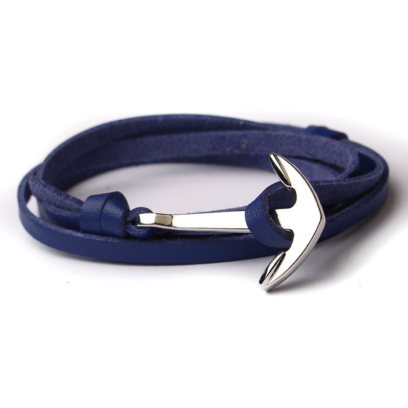 Imitation leather anchor bracelet