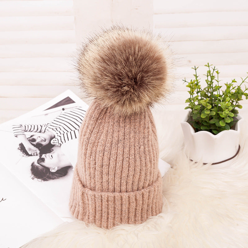 Thickened Warm Dark Buckle Wool Ball Woolen Hat - Zalixer