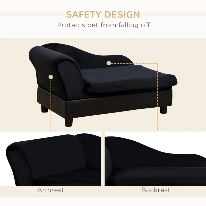 PawHut Pet Sofa Bed Couch With Storage, Pet Sofa For Cats And Small Dogs, Black - Zalixer