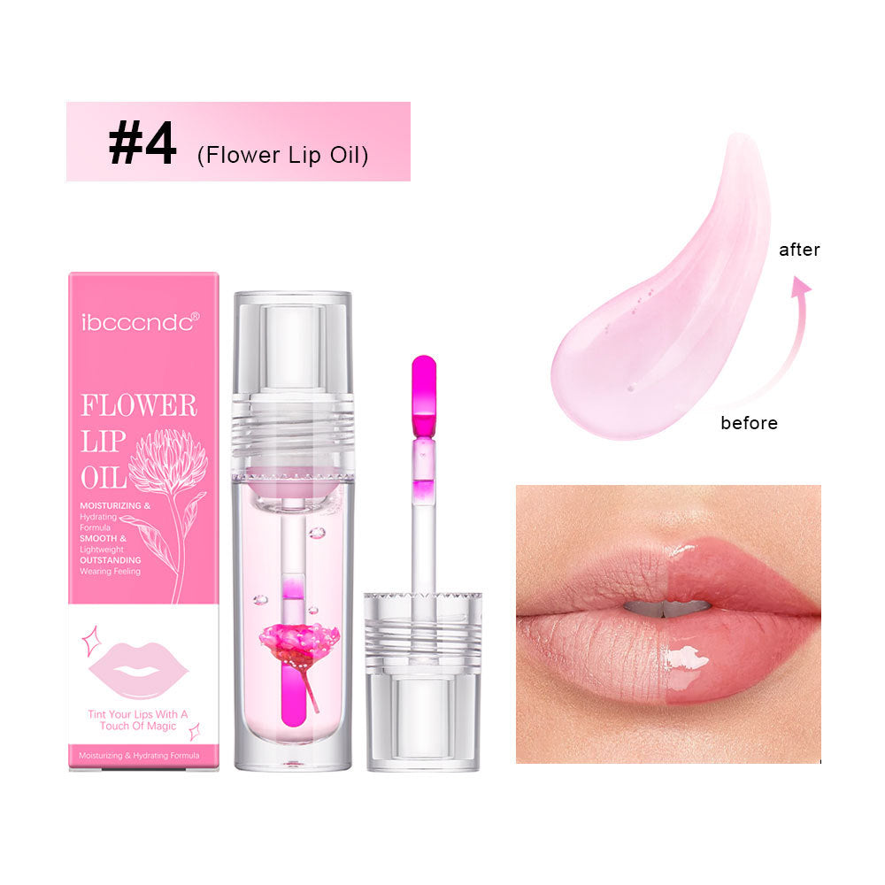 Flower Color Changing Lip Oil Moisturizing Jelly Lipgloss Clear Temperature Change Liquid Lipstick Reduce Lip Line Make Up - Zalixer