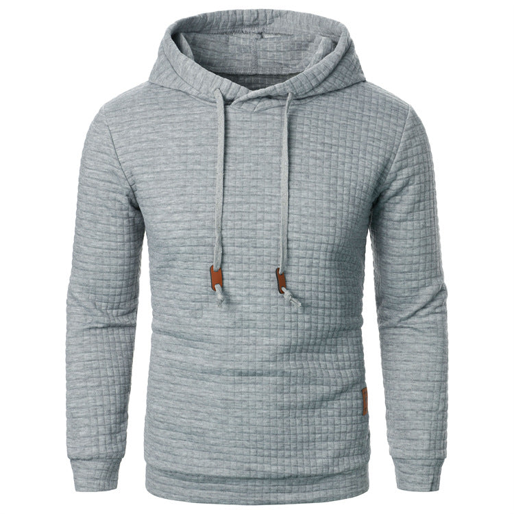Men's Jacquard Hooded Sweater Long-Sleeved Hoodie Warm Solid Sports Top