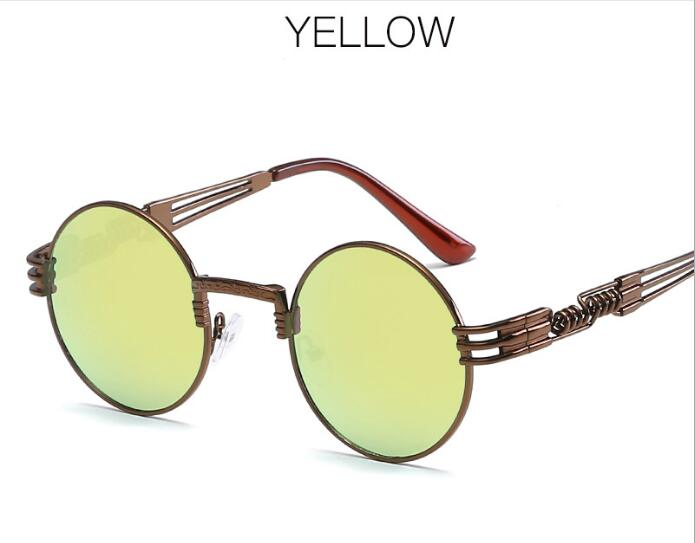 Gold Metal Fashion John Lennon Round Sunglasses Steampunk Sunglasses Mens Womens Retro Vintage Coating Mirrored Eyewear Shades - Zalixer