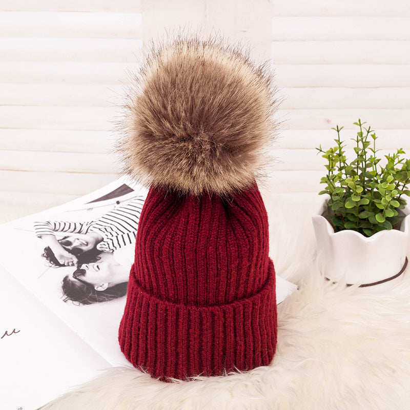 Thickened Warm Dark Buckle Wool Ball Woolen Hat - Zalixer