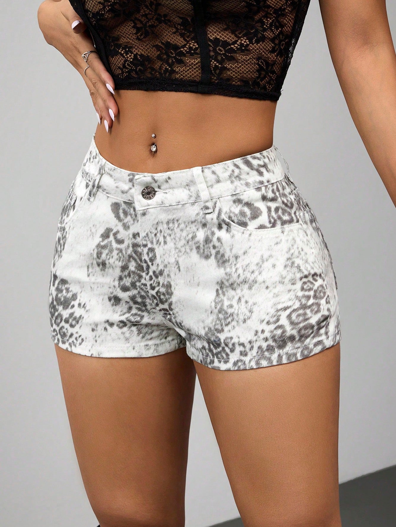 Womens Casual Sexy Stretchy Printed Denim Shorts - Zalixer
