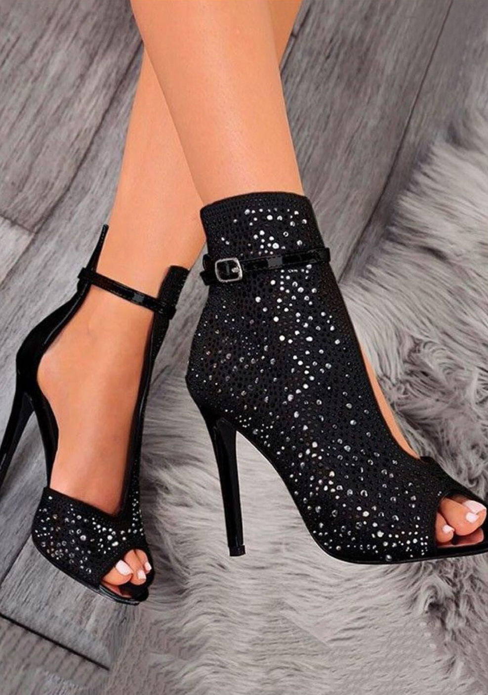 Fishbill Rhinestone Heels - Zalixer